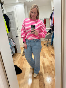 Light Weight Pink Striped Sweater